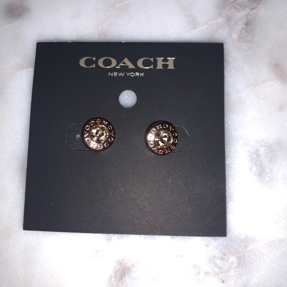 NWT Coach rose gold stud earrings